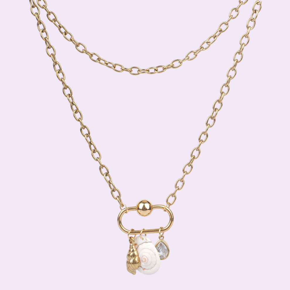 Out of Shell Multicharm Pendant -18KT Gold Plated