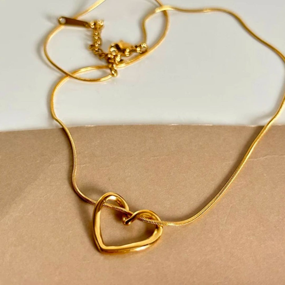 Hollow Heart Pendant Chain - Demifine 18KT Gold Plated