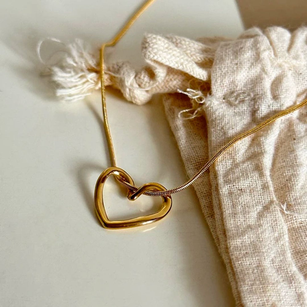 Hollow Heart Pendant Chain - Demifine 18KT Gold Plated