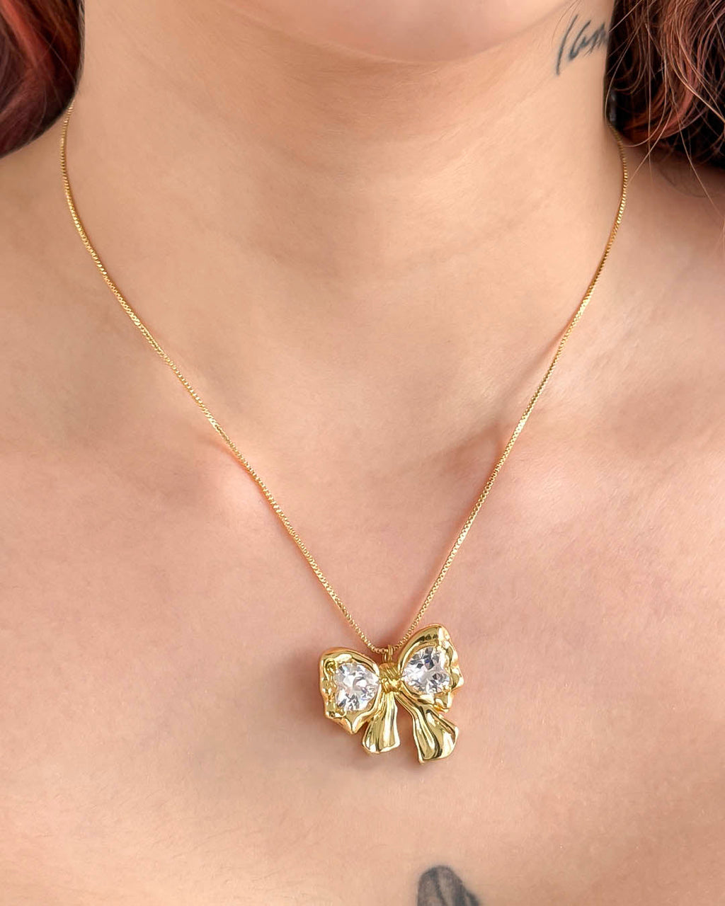 The Diamond Bow Pendant -18KT Gold Plated