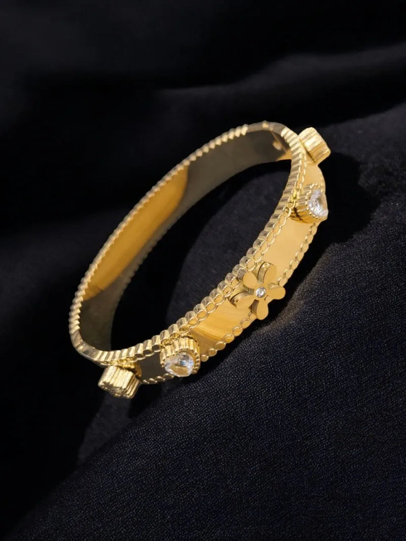 Heart on My Sleeves Cuff Bracelet - Demifine 18KT Gold Plated
