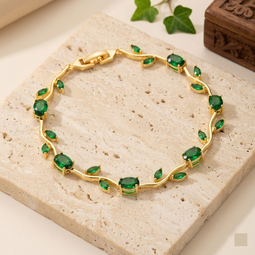 Emerald Tulip Bracelet -18KT Gold Plated