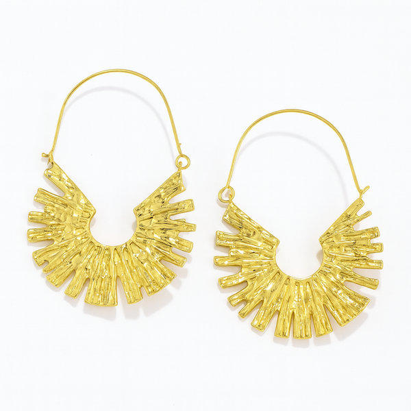 Big Chunky Textured Hoop Earrings - Demifine 18KT Gold Plated