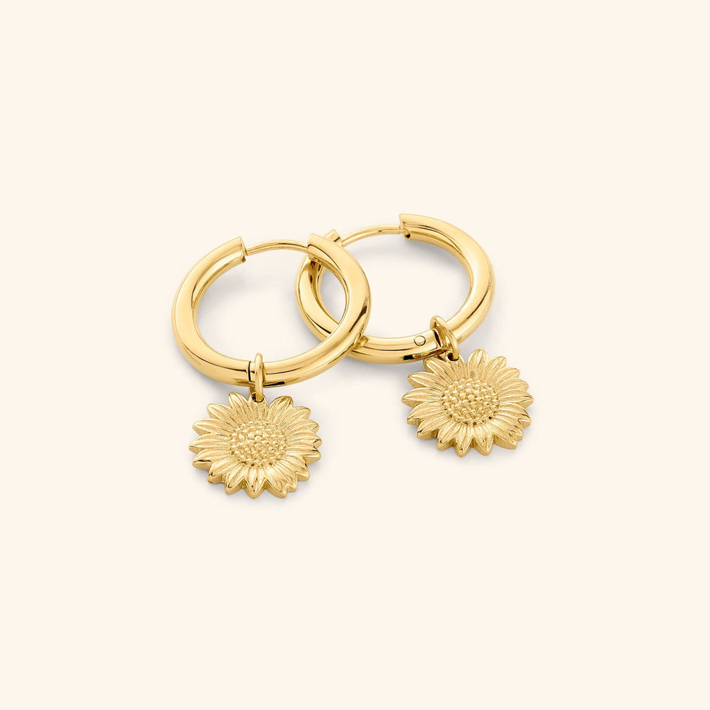 Sunflower Drop Earrings - Demifine 18KT Gold Plated