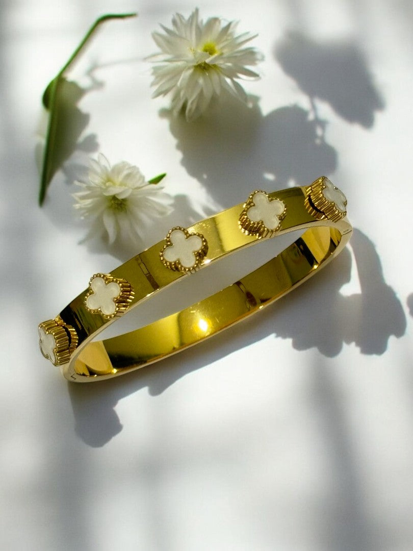 Lucky Clover Cuff Bracelet - Demifine 18KT Gold Plated