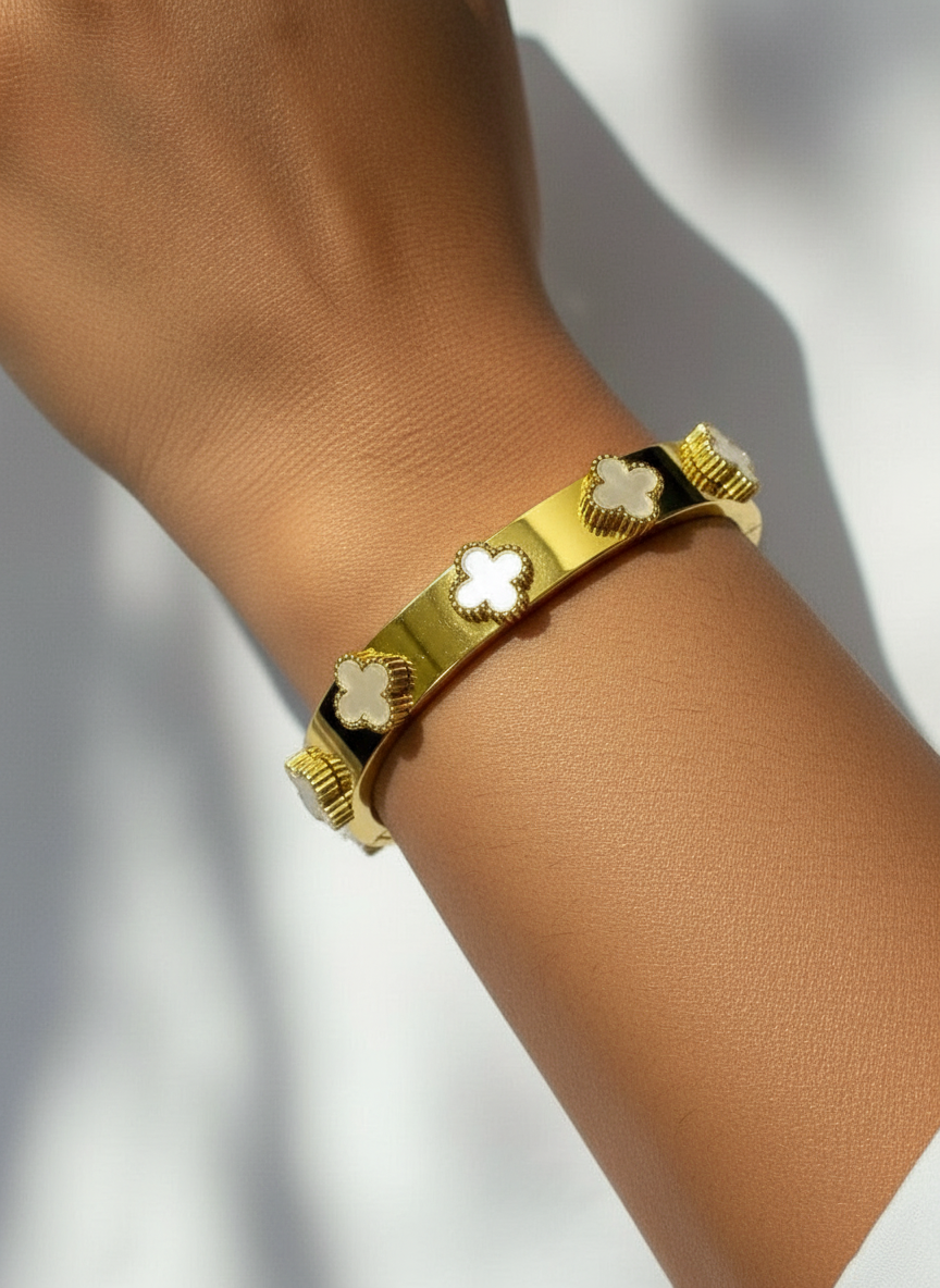 Lucky Clover Cuff Bracelet - Demifine 18KT Gold Plated