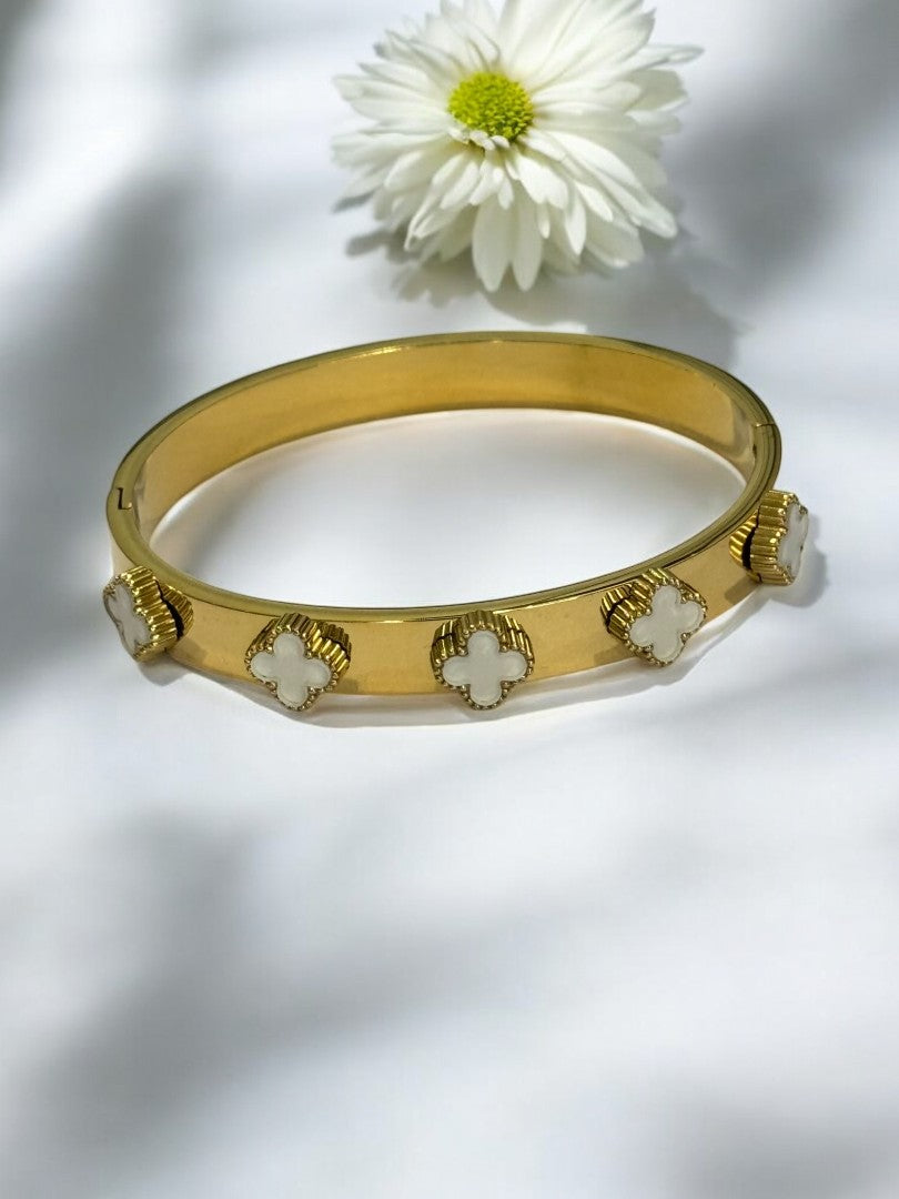 Lucky Clover Cuff Bracelet - Demifine 18KT Gold Plated