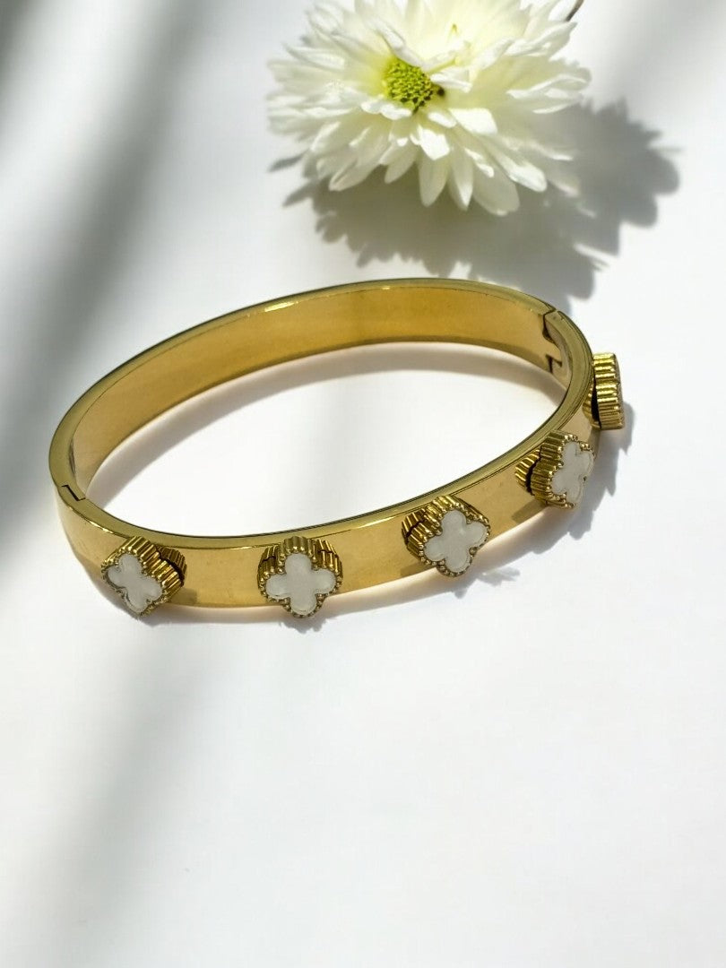 Lucky Clover Cuff Bracelet - Demifine 18KT Gold Plated