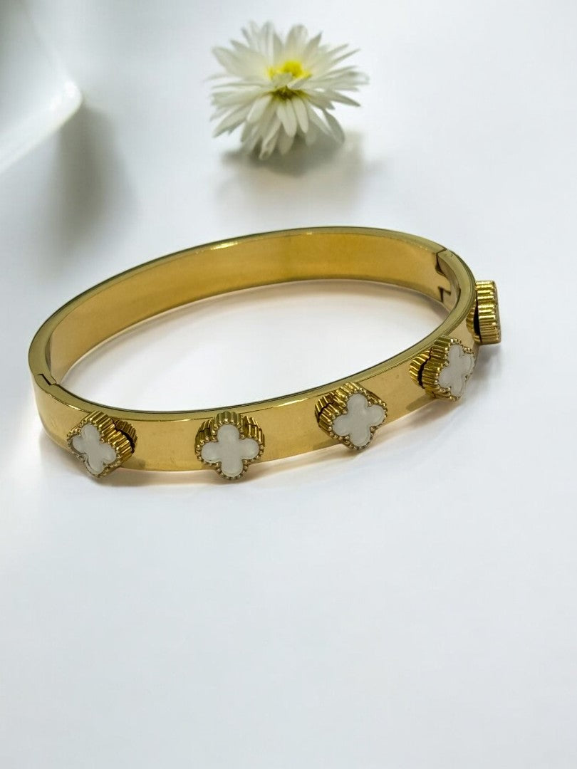 Lucky Clover Cuff Bracelet - Demifine 18KT Gold Plated