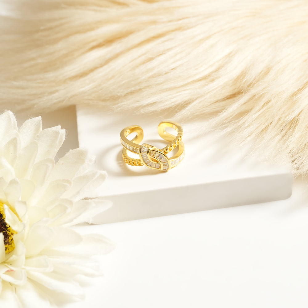Infinite Love Zirconia Statement Ring - Demifine 18KT Gold Plated