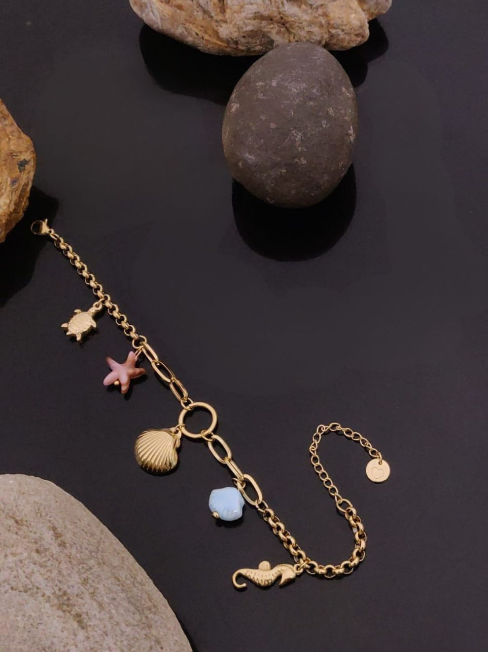 Seaturtle Shell Multicharm Bracelet - Demifine 18KT Gold Plated
