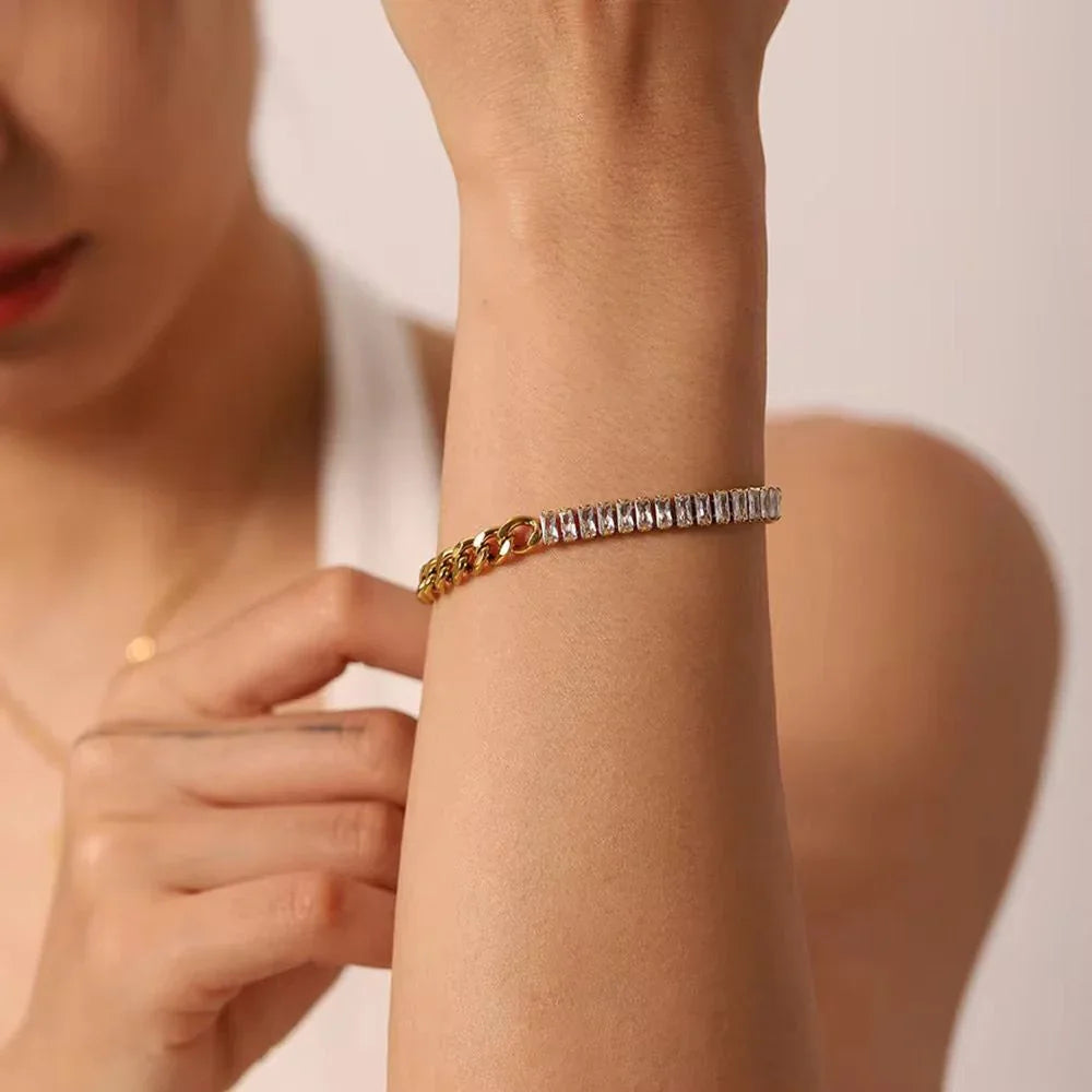 Linked to You Cubic Zirconia Tennis Bracelet - Demifine 18KT Gold Plated