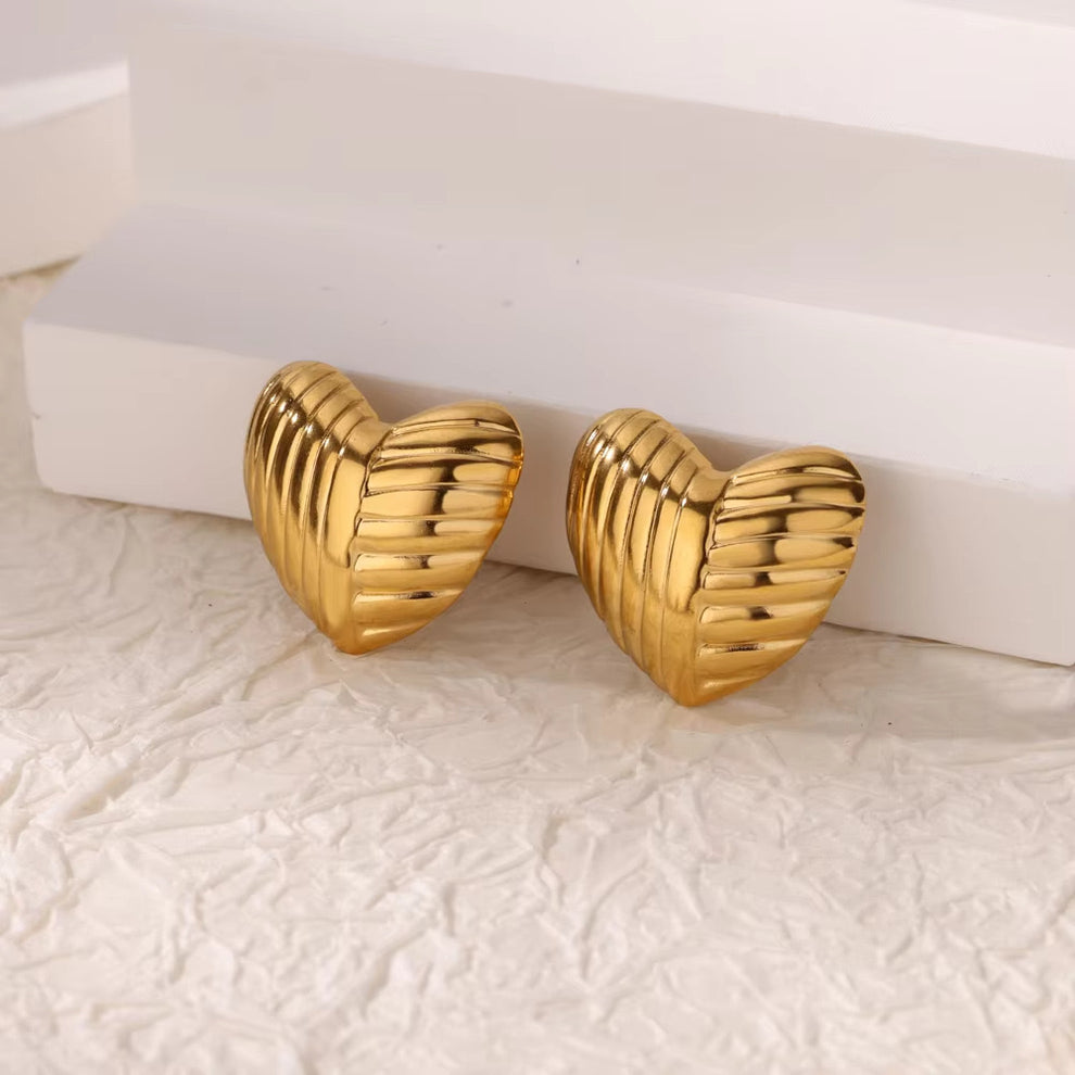 Valentine Special - Gold Plated Heart Statement Earring