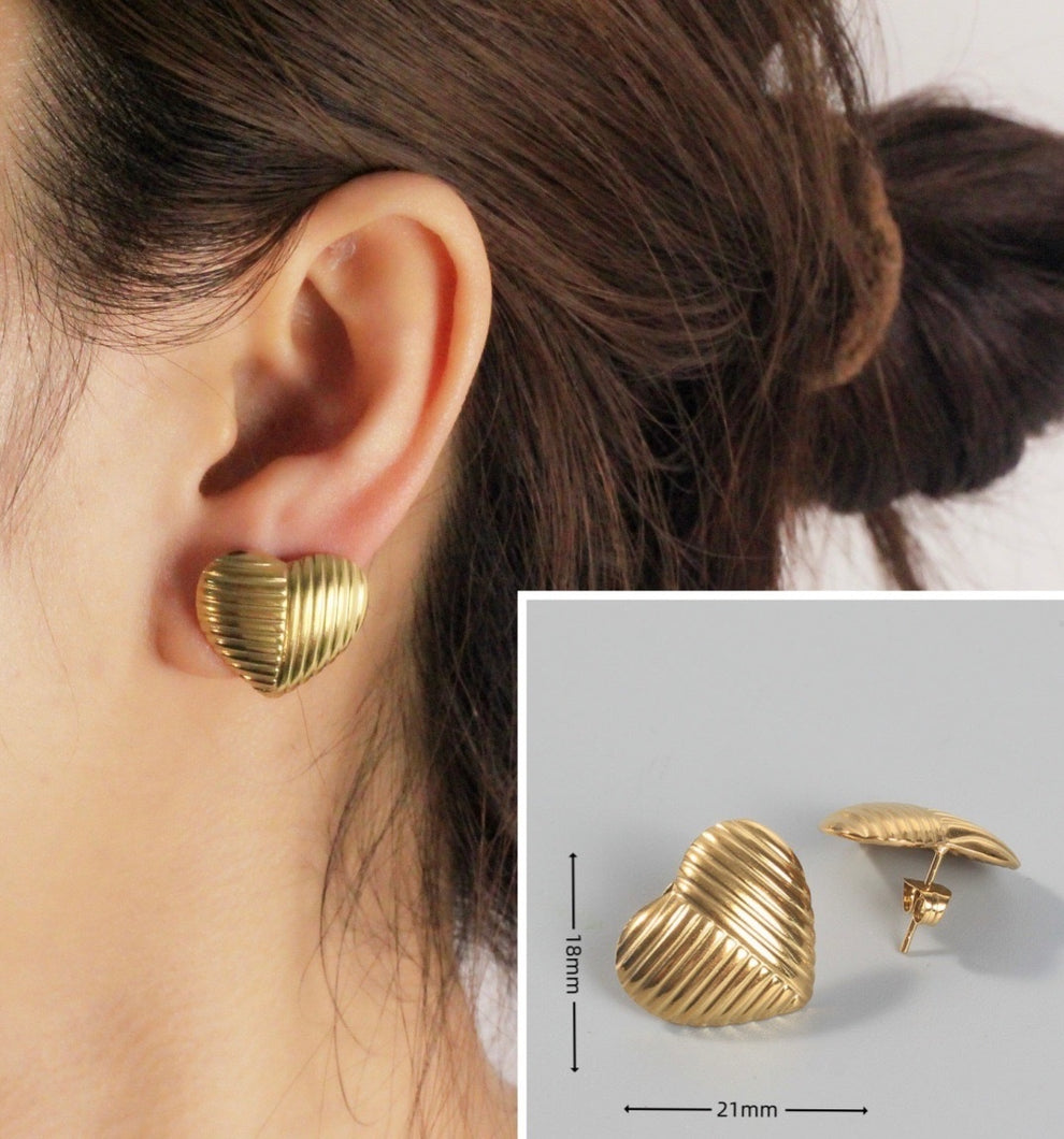 Valentine Special - Gold Plated Heart Statement Earring