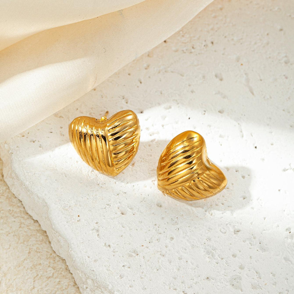 Valentine Special - Gold Plated Heart Statement Earring
