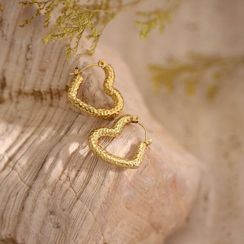 Mini Heart Gold Plated Antitarnish Hoop Earring