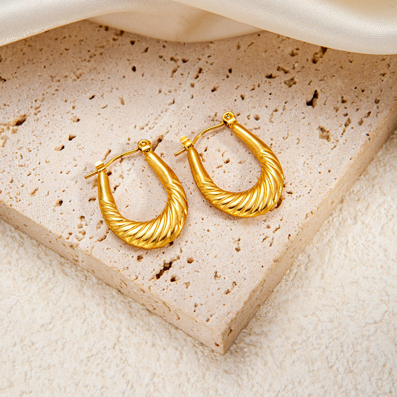twisted U Shape hoop Earring - Demifine 18KT Gold Plated