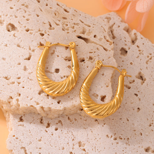 twisted U Shape hoop Earring - Demifine 18KT Gold Plated