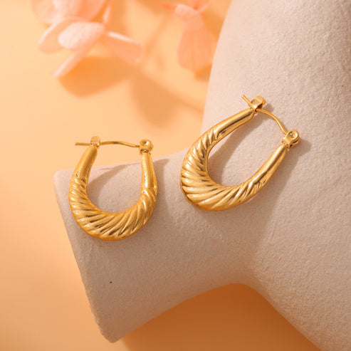 twisted U Shape hoop Earring - Demifine 18KT Gold Plated