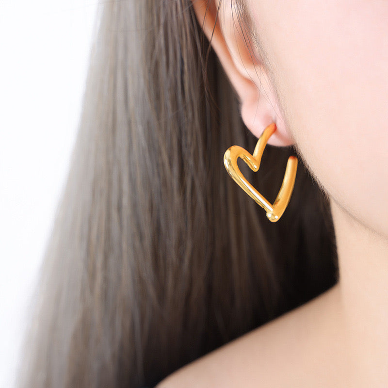 broken heart hoop Earring - Demifine 18KT Gold Plated