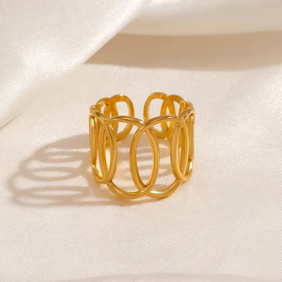 Elite Linked Chain Statement Ring - Demifine 18KT Gold Plated