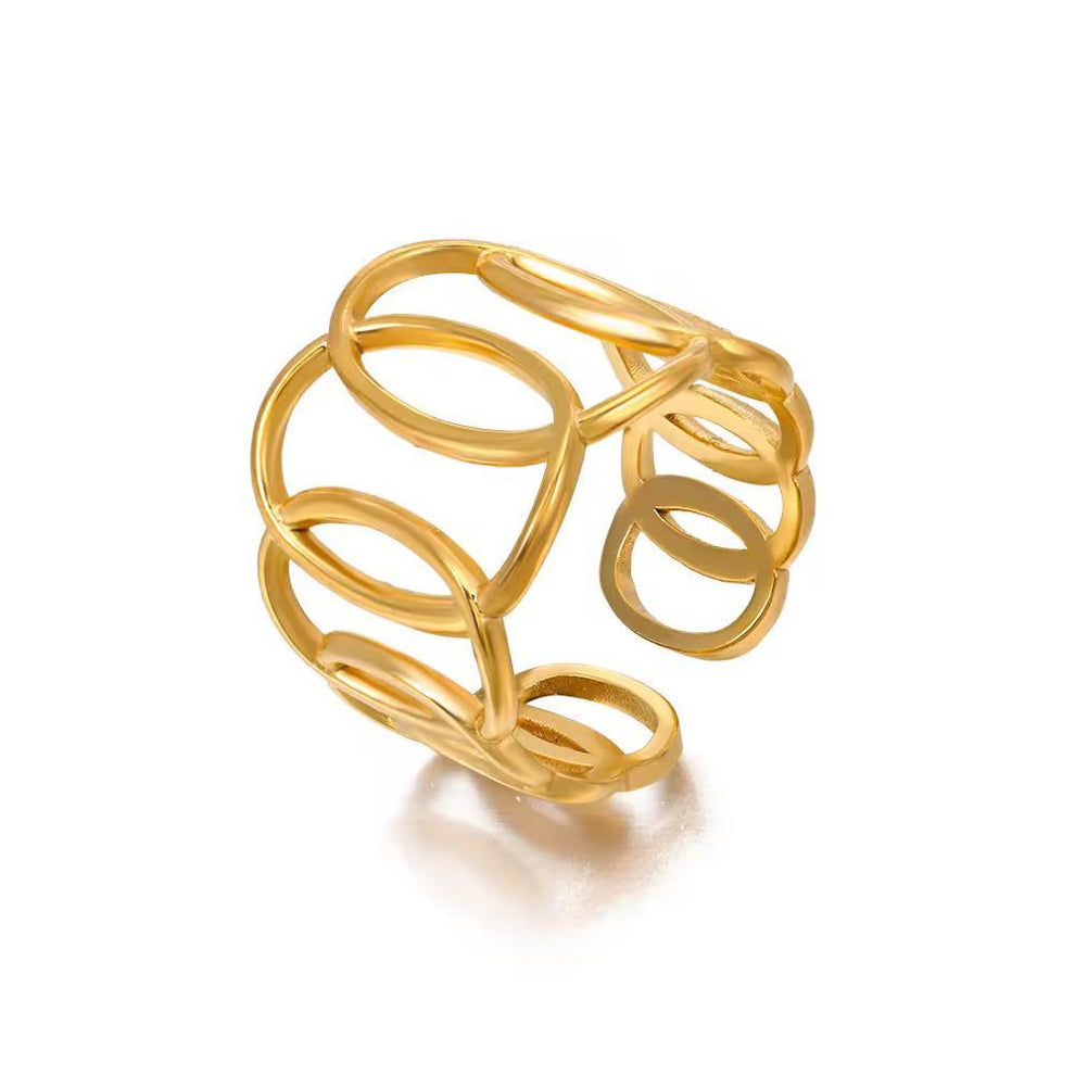 Elite Linked Chain Statement Ring - Demifine 18KT Gold Plated