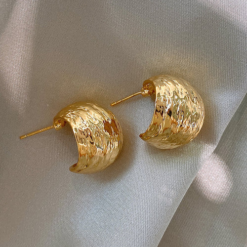 Chunky Semi Hoop Earrings - Demifine 18KT Gold Plated