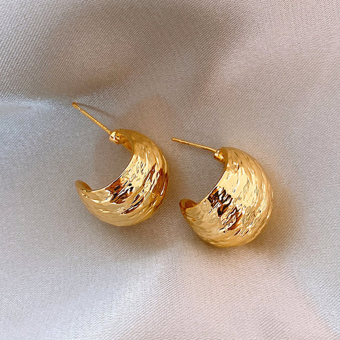 Chunky Semi Hoop Earrings - Demifine 18KT Gold Plated