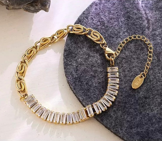 Cubic Zirconia Tennis Bracelet - Demifine 18KT Gold Plated