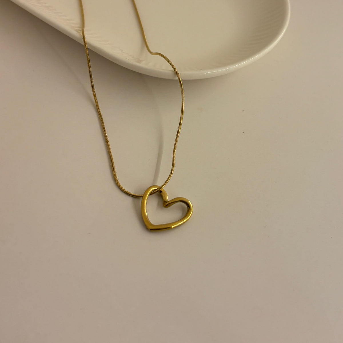 Hollow Heart Pendant Chain - Demifine 18KT Gold Plated