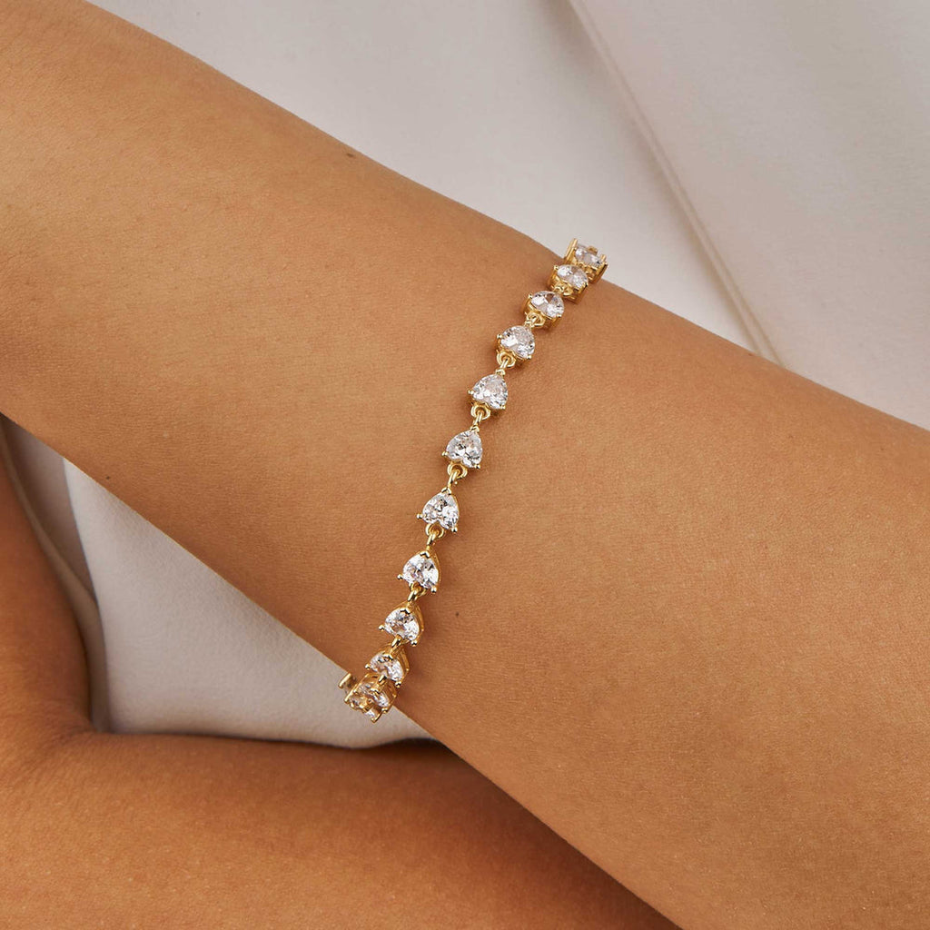 The Heart Link Tennis Bracelet -18KT Gold Plated