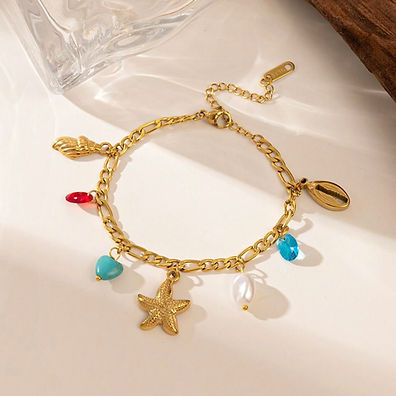 Whispers of the Sea Starfish Shell Bracelet - Demifine 18KT Gold Plated