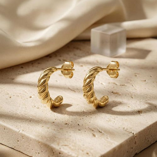 Mini Croissant Hoop Earrings - 18KT Gold Plated