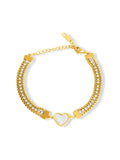 Mother of Pearl Heart Bracelet- Demifine 18KT Gold Plated