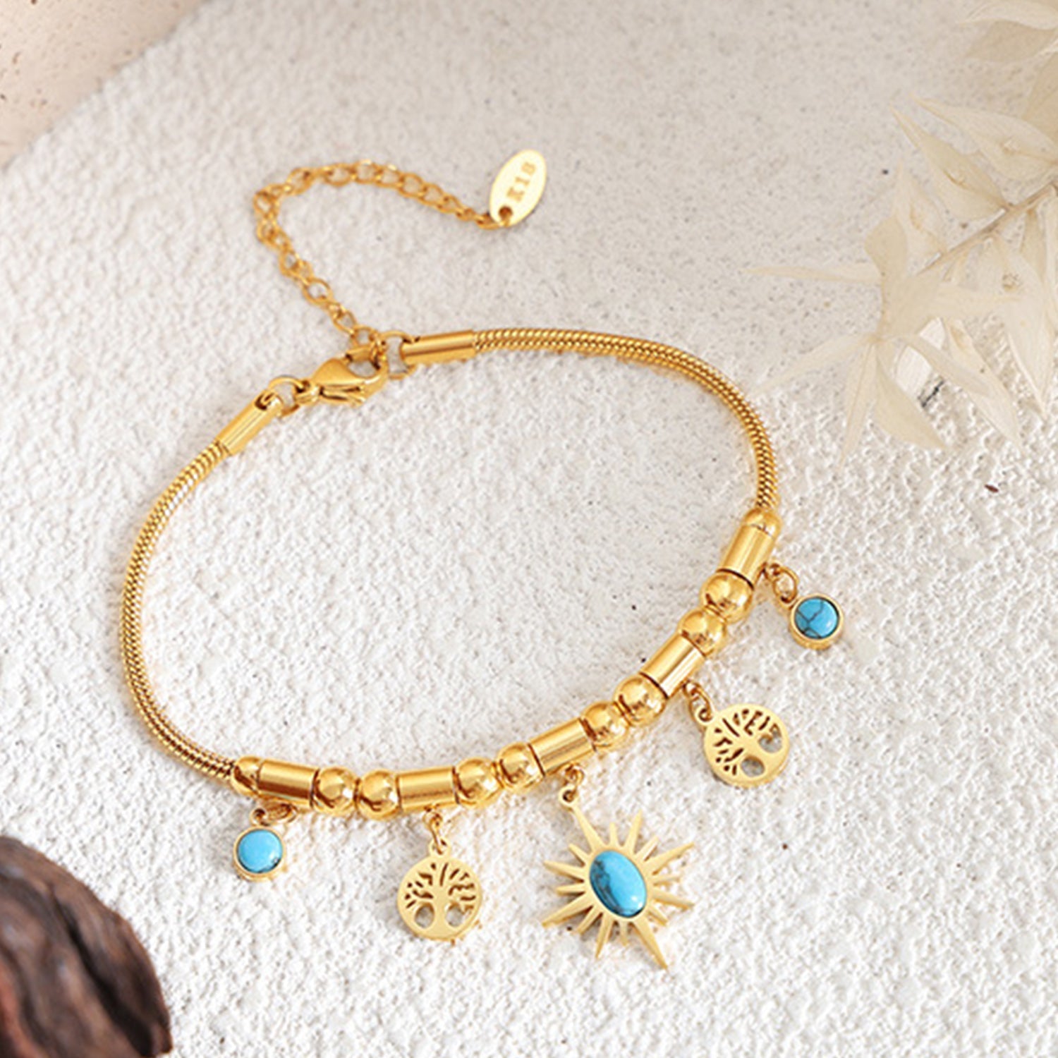 Tree of Life Turquoise Bracelet -18KT Gold Plated
