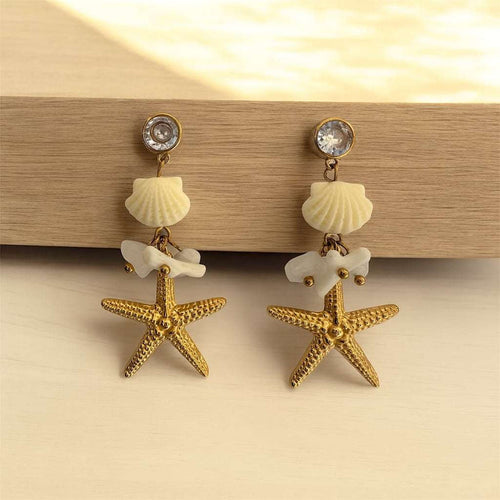 Beach O Please Drop Earrings -18KT Gold Plated