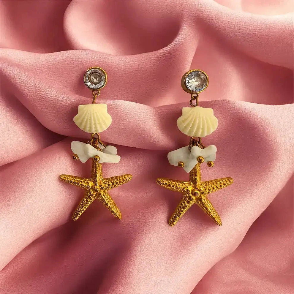 Beach O Please Drop Earrings -18KT Gold Plated
