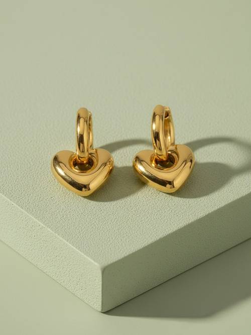 Heart Huggie Earrings -18KT Gold Plated