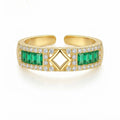 Clover Bloom Emerald Statement Ring - Demifine 18KT Gold Plated