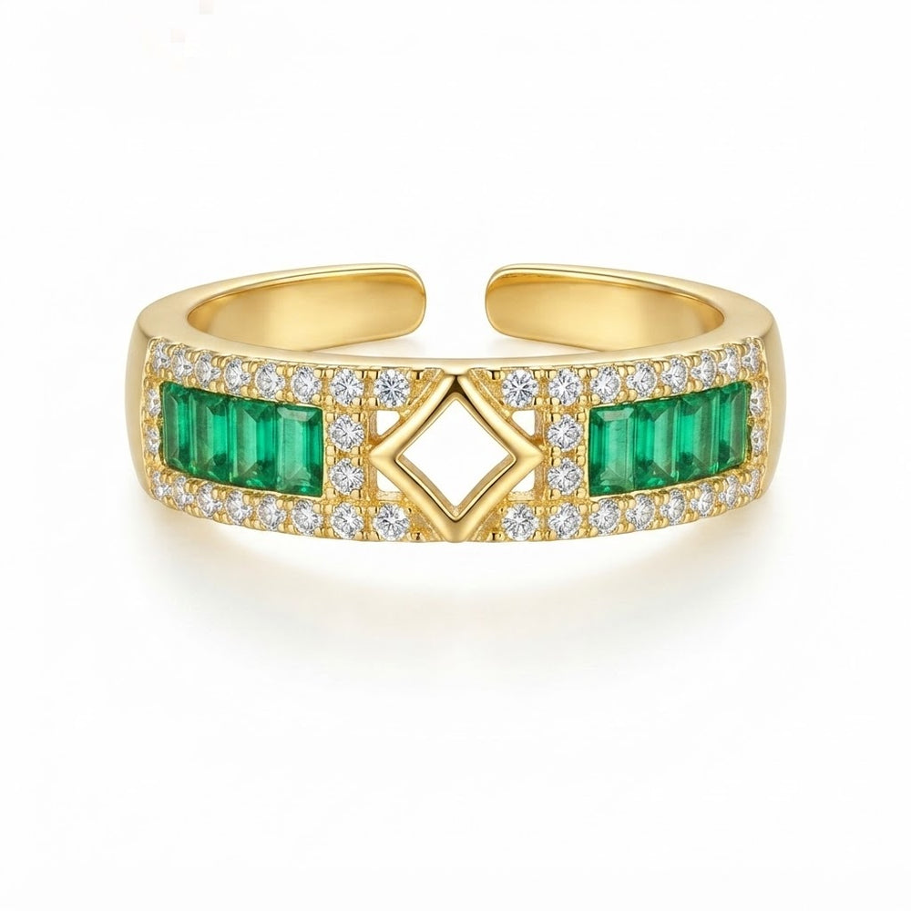 Clover Bloom Emerald Statement Ring - Demifine 18KT Gold Plated
