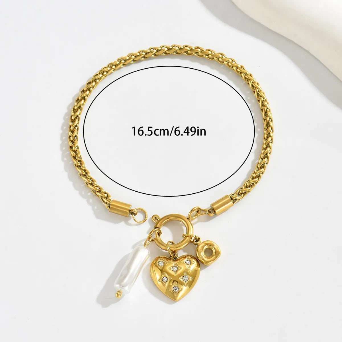 Heart of Pearl Charm Bracelet - Demifine 18KT Gold Plated