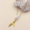 Pearl studded Mermaid Charms Pendant Chain - Demifine 18KT Gold Plated