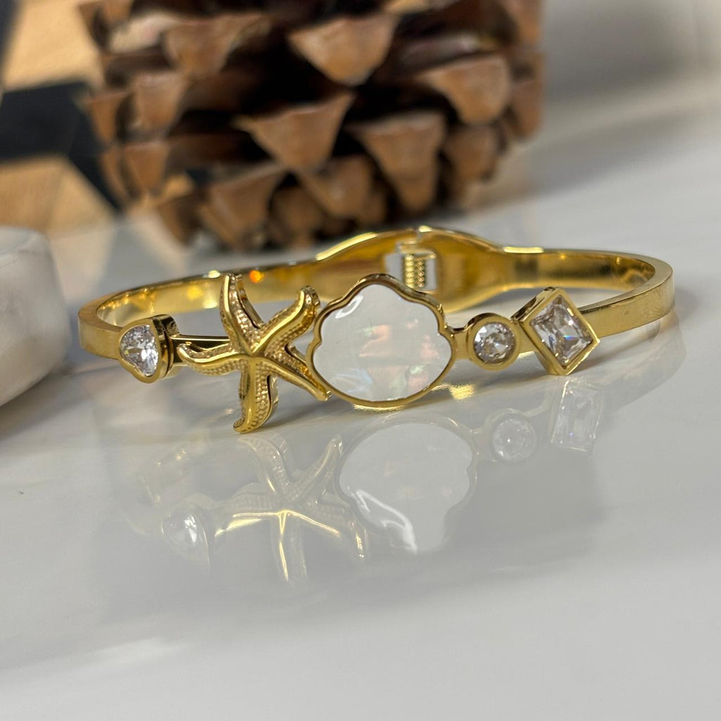 Aquatic Muse Cuff Bracelet - Demifine 18KT Gold Plated