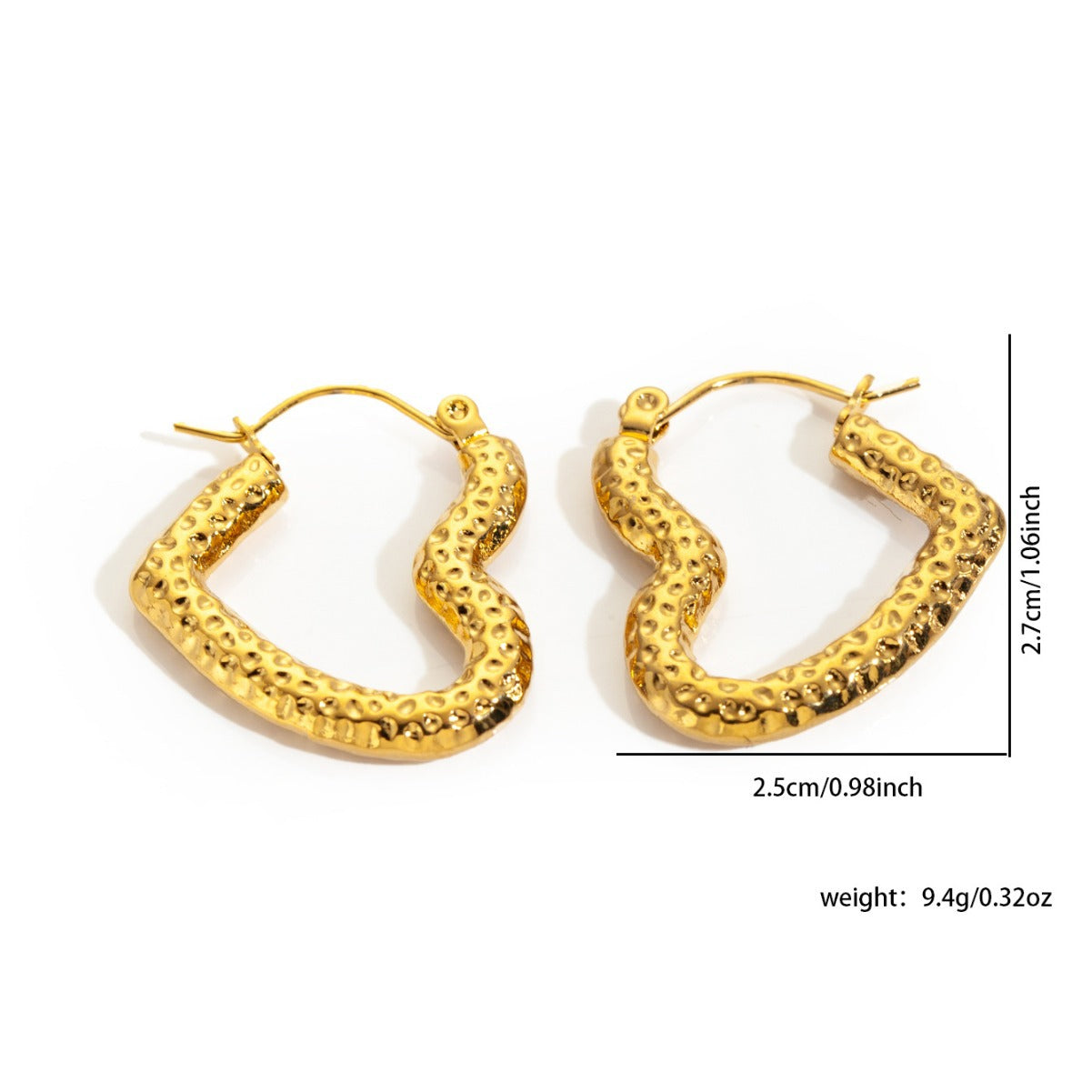 Mini Heart Gold Plated Antitarnish Hoop Earring