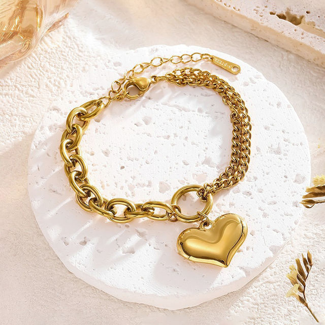 Multilayer Heart Charm Bracelet - Demifine 18KT Gold Plated