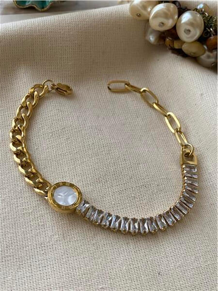 Romanian Charm Cubic Zirconia Tennis Bracelet - Demifine 18KT Gold Plated