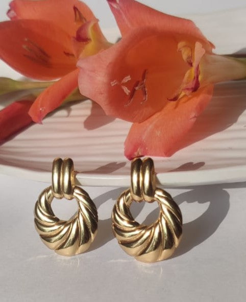 Aurelia Croissant Drop Stud Earrings -  18 KT Gold Plated