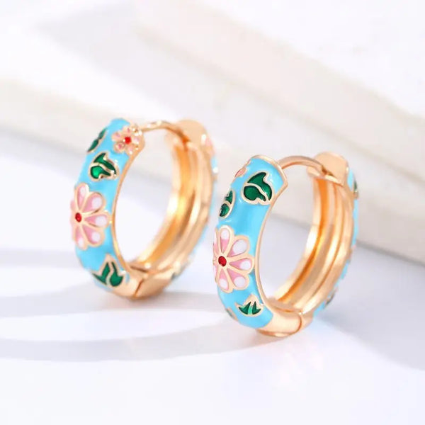 Floral Era Hoop Earrings -18KT Gold Plated