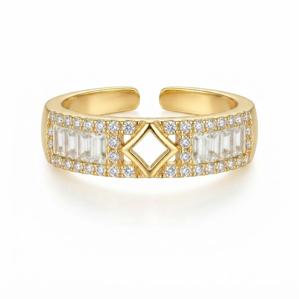 Clover Bloom Zirconia Statement Ring - Demifine 18KT Gold Plated