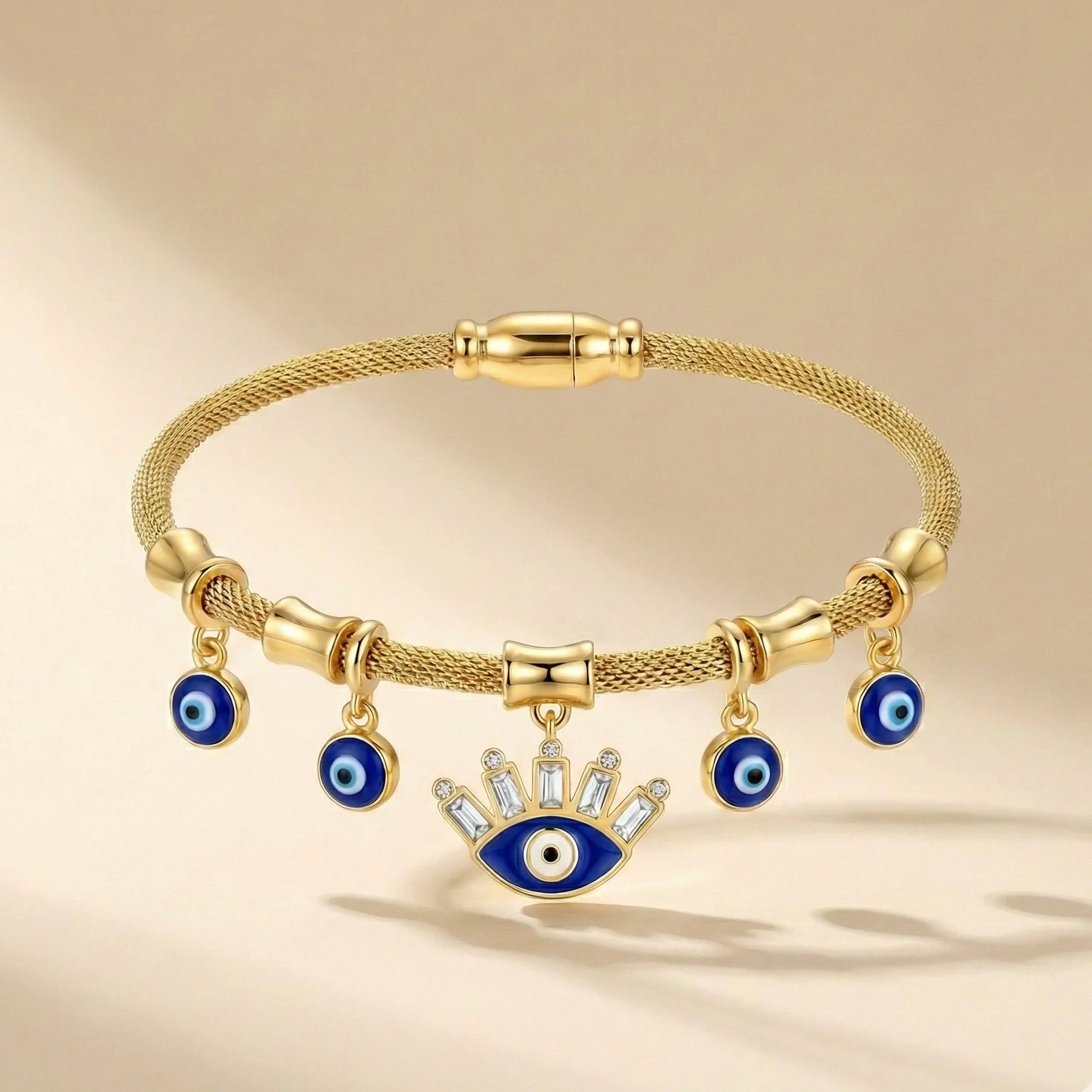 Evil Eye Protection Cuff Bracelet - Demifine 18KT Gold Plated